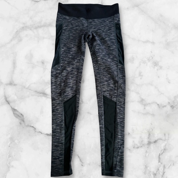 Alo Yoga heathered black leggings withh mesh insertss sz S - Picture 1 of 4